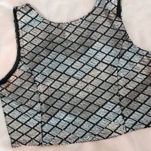 Sequin Crop Top w/ Open Back